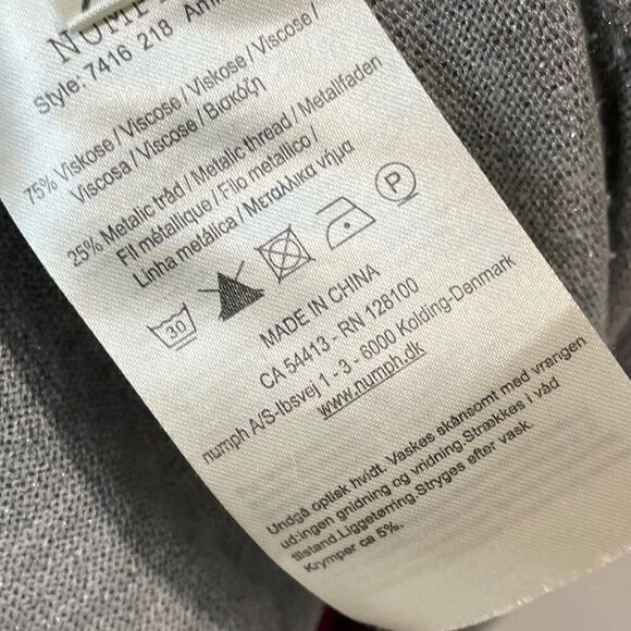 Vintage NUMPH Gray Silver Threads Oversized Top Drop shoulder sleeves less sz XS - Picture 5 of 8